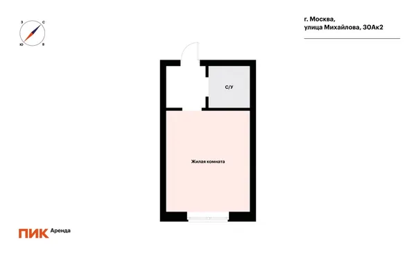 Студия, 25.6м², 65900 ₽/мес — фото № 2 Студия, 25.6м², 65900 ₽/мес — фото № 2